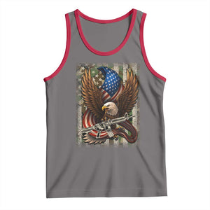 Patriotic Armed Eagle with Camo Flag Tank Top Military Patriotic USA Defense TS02 Deep Heather Red Print Your Wear