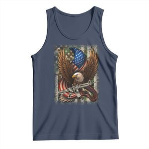 Patriotic Armed Eagle with Camo Flag Tank Top Military Patriotic USA Defense TS02 Navy Print Your Wear