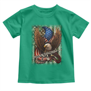 Patriotic Armed Eagle with Camo Flag Toddler T Shirt Military Patriotic USA Defense TS02 Irish Green Print Your Wear