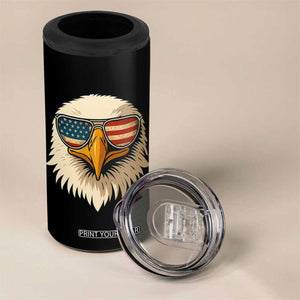 Patriotic Bald Eagle 4 in 1 Can Cooler Tumbler With Sunglasses American Flag Vintage TS02 Print Your Wear