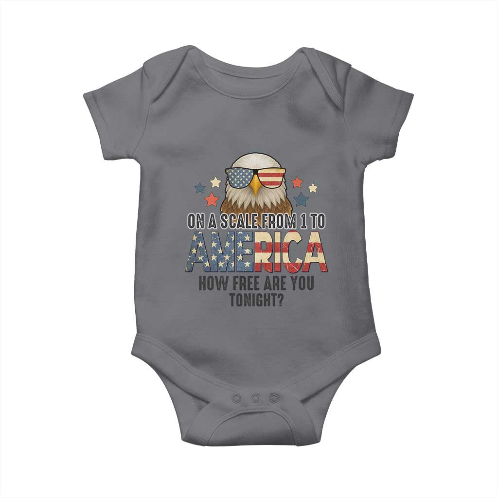 Patriotic Bald Eagle Baby Onesie How Free Are You Tonight 4th of July TS02 Charcoal Print Your Wear