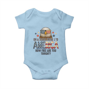 Patriotic Bald Eagle Baby Onesie How Free Are You Tonight 4th of July TS02 Light Blue Print Your Wear