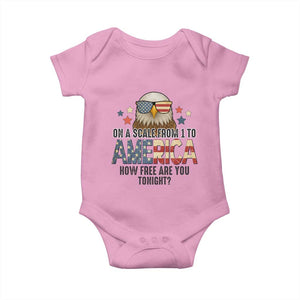 Patriotic Bald Eagle Baby Onesie How Free Are You Tonight 4th of July TS02 Light Pink Print Your Wear