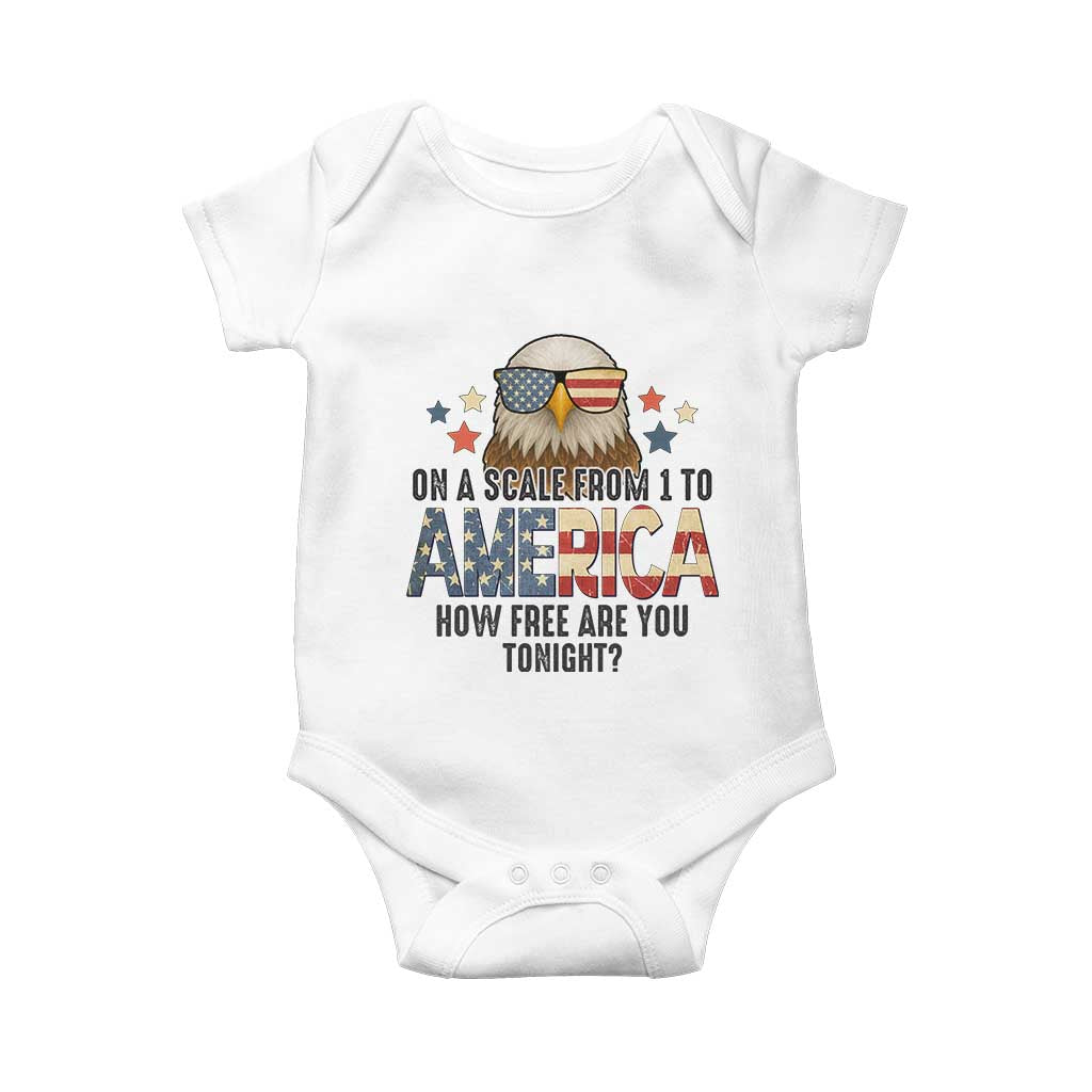 Patriotic Bald Eagle Baby Onesie How Free Are You Tonight 4th of July TS02 White Print Your Wear