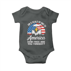 Patriotic Bald Eagle Baby Onesie On A Scale Of One To America How Free Are You Tonight TS02 Dark Heather Print Your Wear