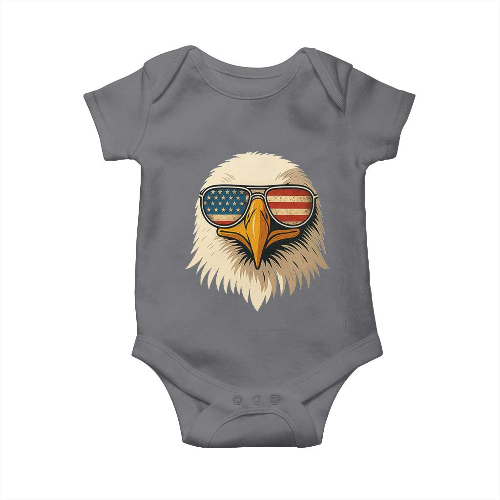 Patriotic Bald Eagle Baby Onesie With Sunglasses American Flag Vintage TS02 Charcoal Print Your Wear