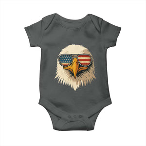 Patriotic Bald Eagle Baby Onesie With Sunglasses American Flag Vintage TS02 Dark Heather Print Your Wear