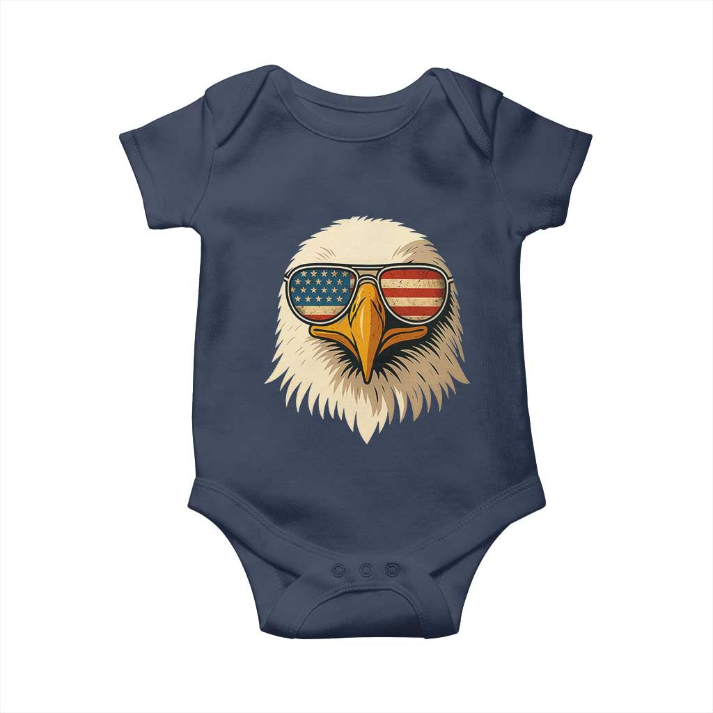 Patriotic Bald Eagle Baby Onesie With Sunglasses American Flag Vintage TS02 Navy Print Your Wear