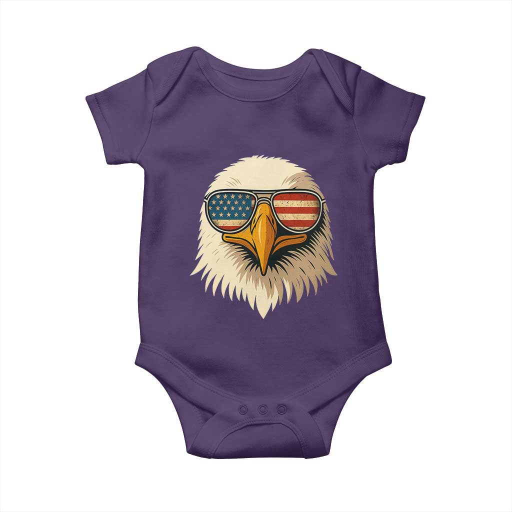 Patriotic Bald Eagle Baby Onesie With Sunglasses American Flag Vintage TS02 Purple Print Your Wear