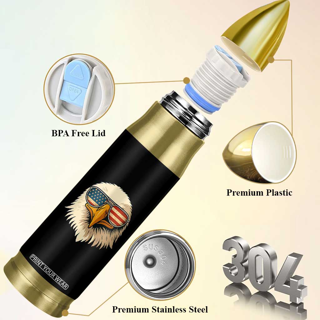 Patriotic Bald Eagle Bullet Tumbler With Sunglasses American Flag Vintage TS02 Print Your Wear