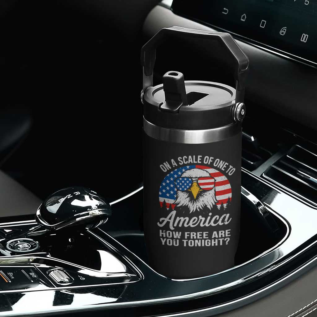 Patriotic Bald Eagle Flip Straw Tumbler On A Scale Of One To America How Free Are You Tonight TS02 Print Your Wear