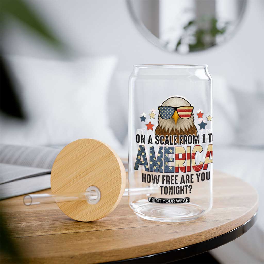 Patriotic Bald Eagle Glass Can How Free Are You Tonight 4th of July TS02 Print Your Wear