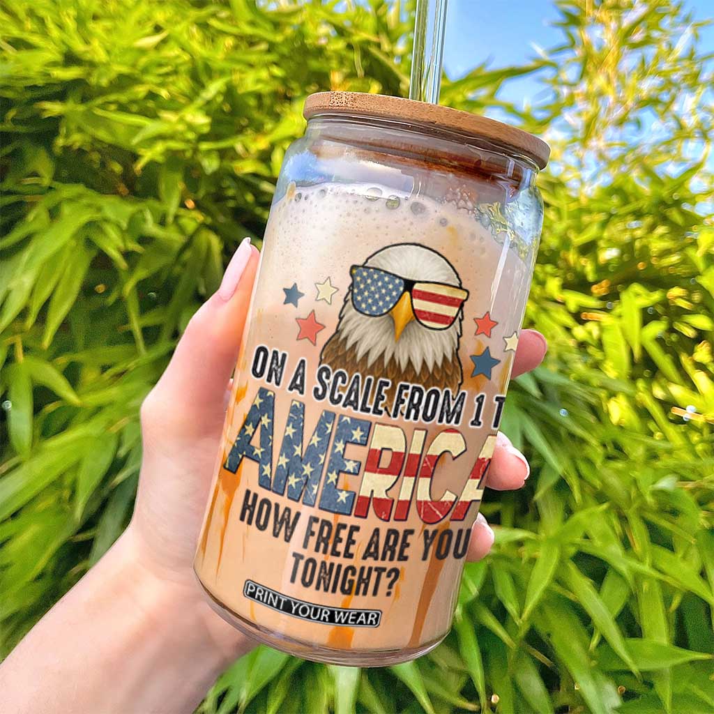 Patriotic Bald Eagle Glass Can How Free Are You Tonight 4th of July TS02 Print Your Wear