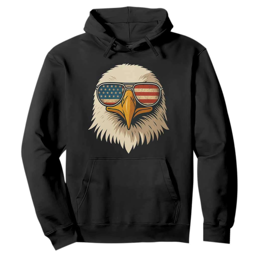 Patriotic Bald Eagle Hoodie With Sunglasses American Flag Vintage TS02 Black Print Your Wear