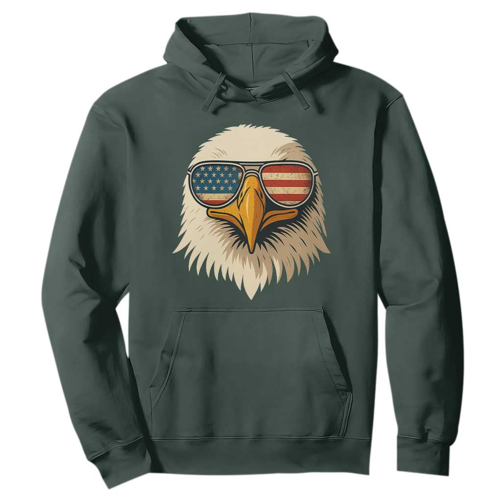 Patriotic Bald Eagle Hoodie With Sunglasses American Flag Vintage TS02 Dark Forest Green Print Your Wear