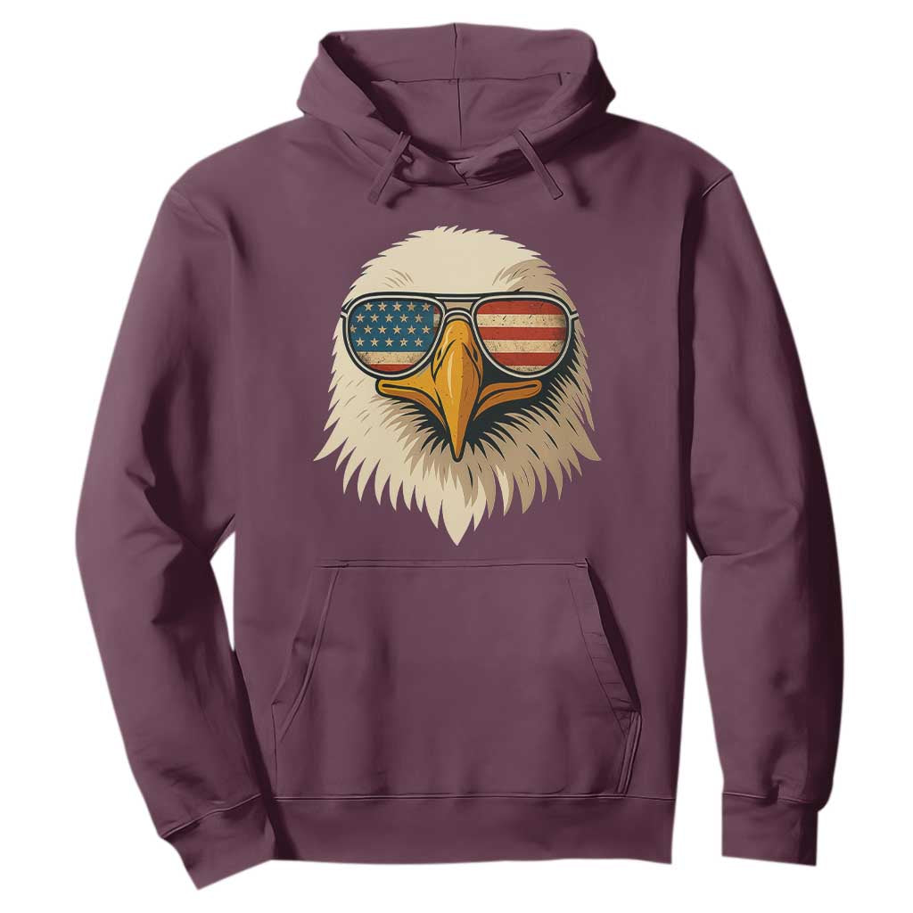 Patriotic Bald Eagle Hoodie With Sunglasses American Flag Vintage TS02 Maroon Print Your Wear