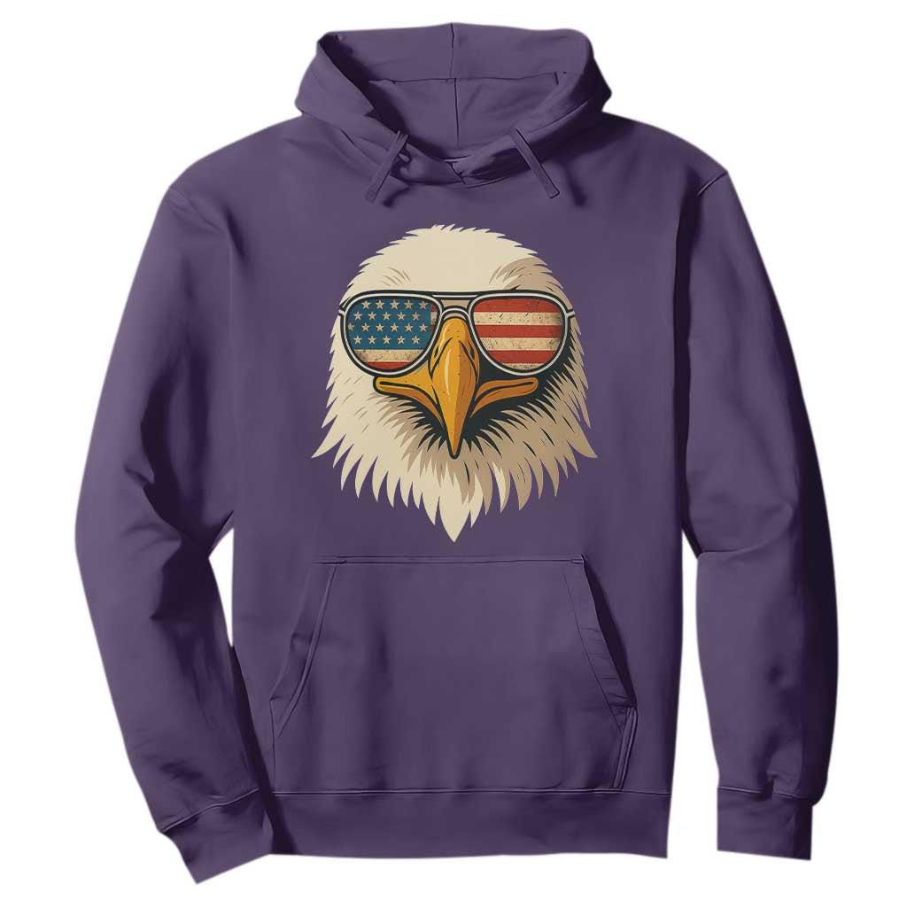 Patriotic Bald Eagle Hoodie With Sunglasses American Flag Vintage TS02 Purple Print Your Wear