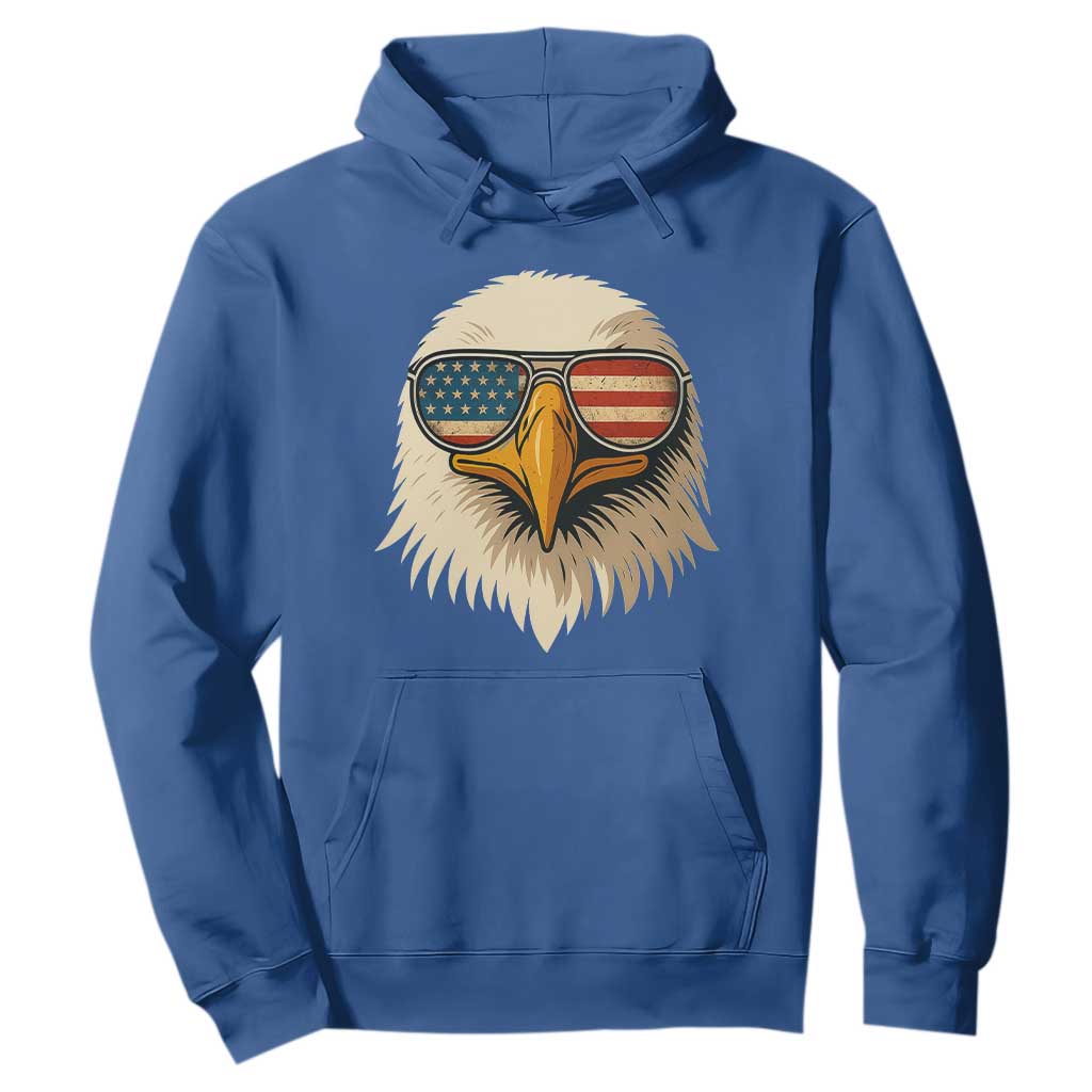 Patriotic Bald Eagle Hoodie With Sunglasses American Flag Vintage TS02 Royal Blue Print Your Wear