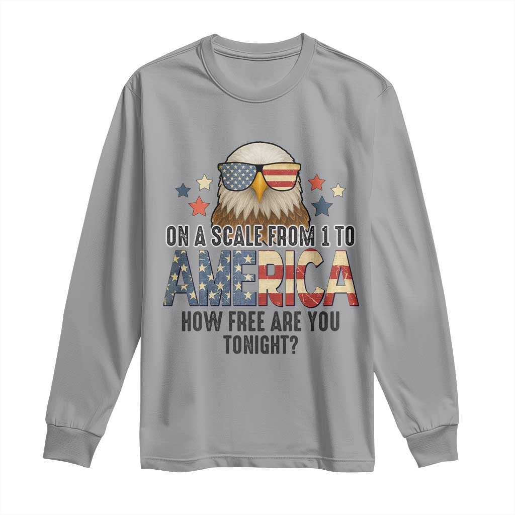 Patriotic Bald Eagle Long Sleeve Shirt How Free Are You Tonight 4th of July TS02 Sport Gray Print Your Wear