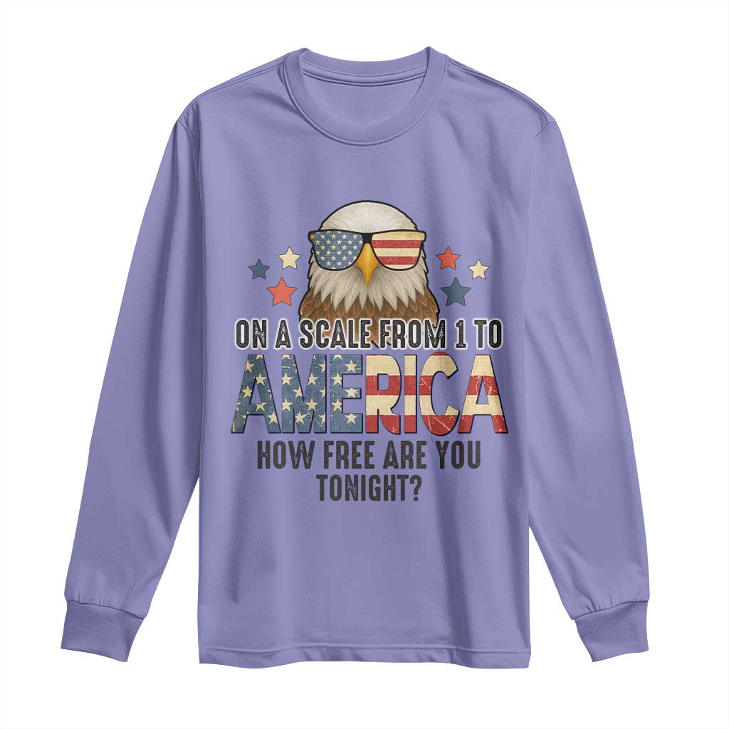 Patriotic Bald Eagle Long Sleeve Shirt How Free Are You Tonight 4th of July TS02 Violet Print Your Wear