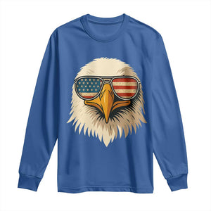 Patriotic Bald Eagle Long Sleeve Shirt With Sunglasses American Flag Vintage TS02 Royal Blue Print Your Wear