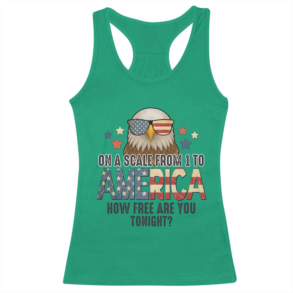 Patriotic Bald Eagle Racerback Tank Top How Free Are You Tonight 4th of July TS02 Irish Green Print Your Wear