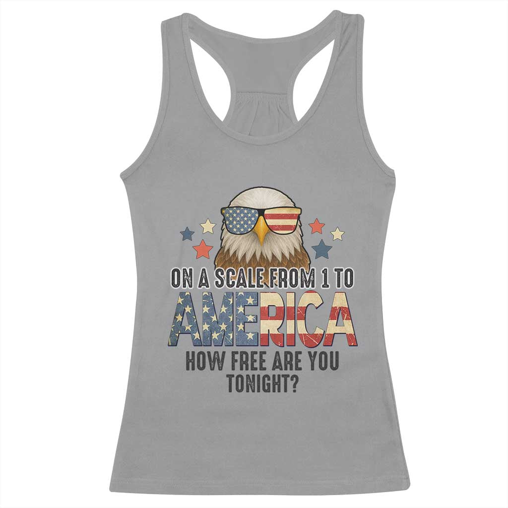 Patriotic Bald Eagle Racerback Tank Top How Free Are You Tonight 4th of July TS02 Sport Gray Print Your Wear