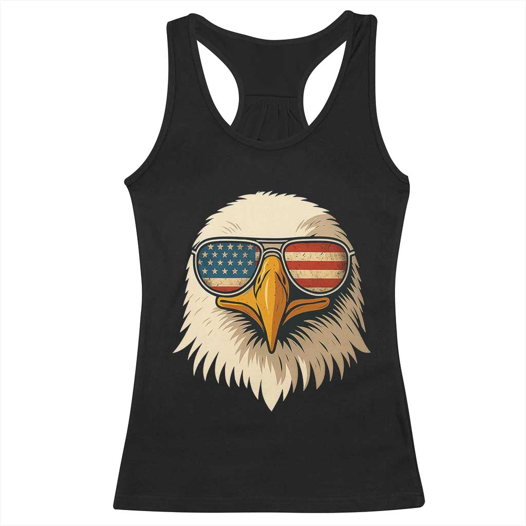 Patriotic Bald Eagle Racerback Tank Top With Sunglasses American Flag Vintage TS02 Black Print Your Wear
