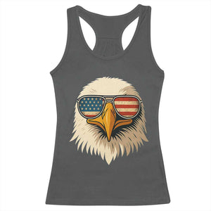 Patriotic Bald Eagle Racerback Tank Top With Sunglasses American Flag Vintage TS02 Dark Heather Print Your Wear