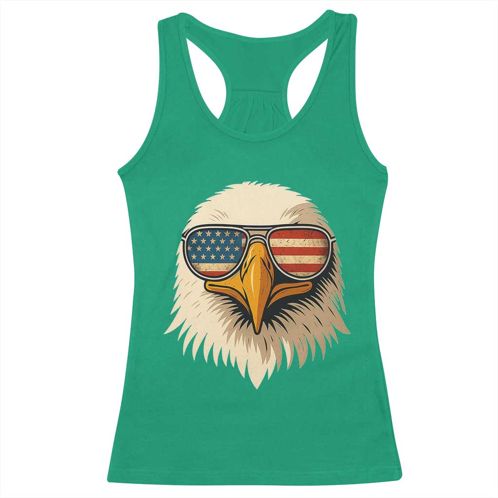 Patriotic Bald Eagle Racerback Tank Top With Sunglasses American Flag Vintage TS02 Irish Green Print Your Wear