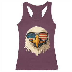 Patriotic Bald Eagle Racerback Tank Top With Sunglasses American Flag Vintage TS02 Maroon Print Your Wear