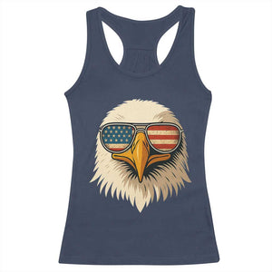 Patriotic Bald Eagle Racerback Tank Top With Sunglasses American Flag Vintage TS02 Navy Print Your Wear