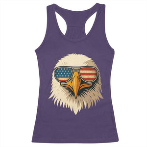 Patriotic Bald Eagle Racerback Tank Top With Sunglasses American Flag Vintage TS02 Purple Print Your Wear