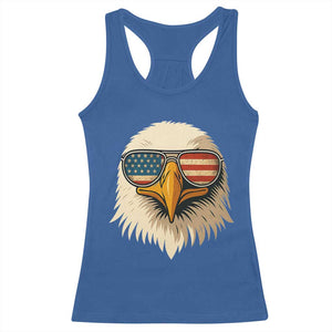 Patriotic Bald Eagle Racerback Tank Top With Sunglasses American Flag Vintage TS02 Royal Blue Print Your Wear