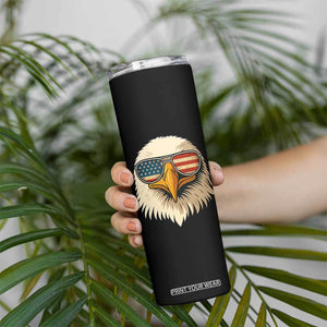 Patriotic Bald Eagle Skinny Tumbler With Sunglasses American Flag Vintage TS02 Print Your Wear