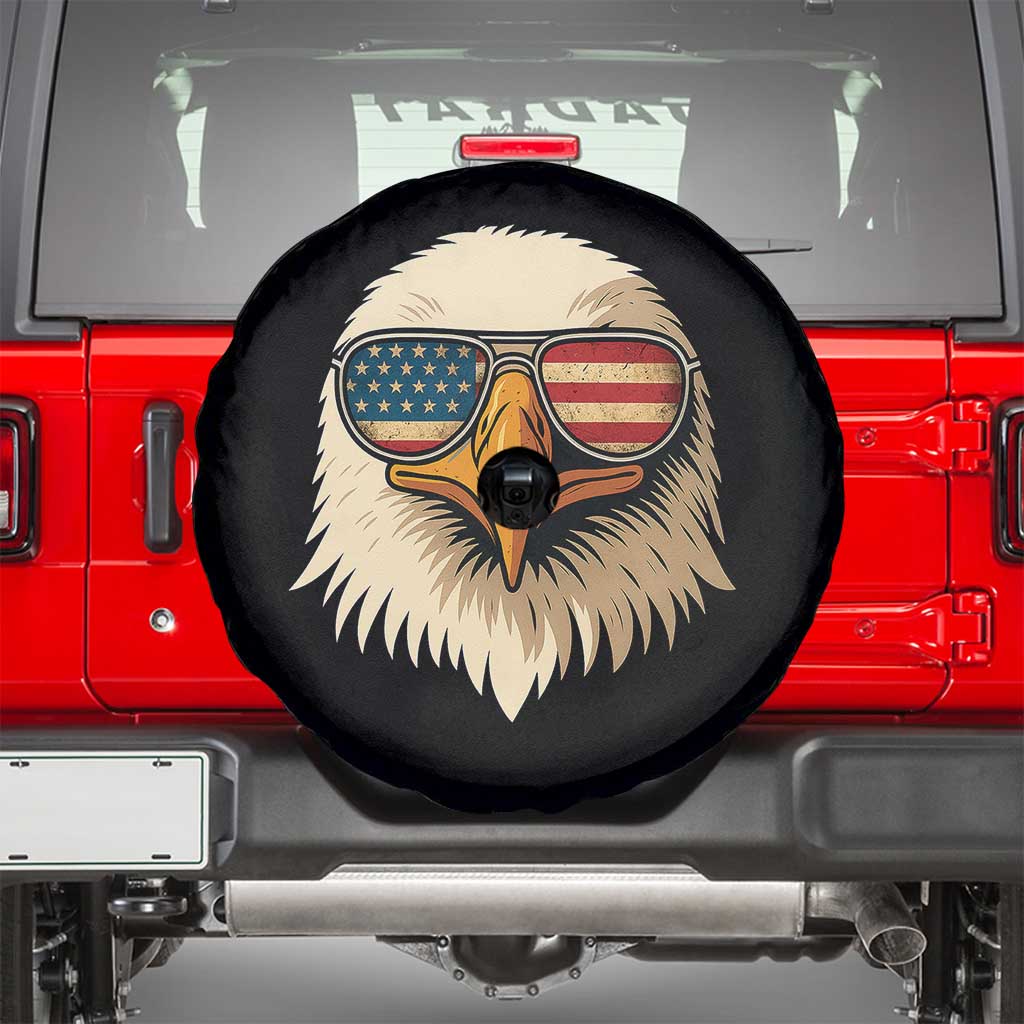 Patriotic Bald Eagle Spare Tire Cover With Sunglasses American Flag Vintage TS02 Black Print Your Wear