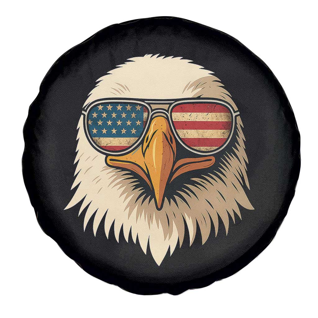 Patriotic Bald Eagle Spare Tire Cover With Sunglasses American Flag Vintage TS02 Print Your Wear
