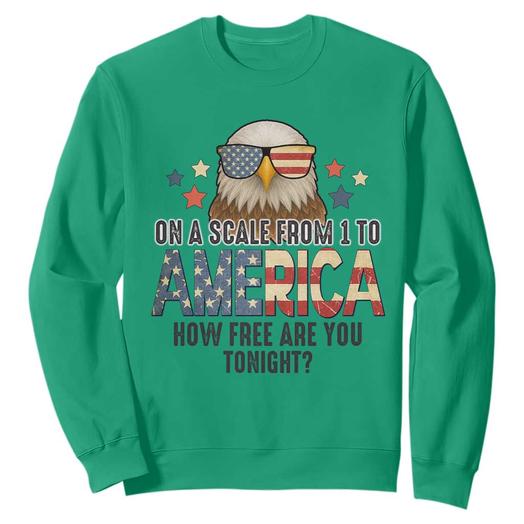 Patriotic Bald Eagle Sweatshirt How Free Are You Tonight 4th of July TS02 Irish Green Print Your Wear
