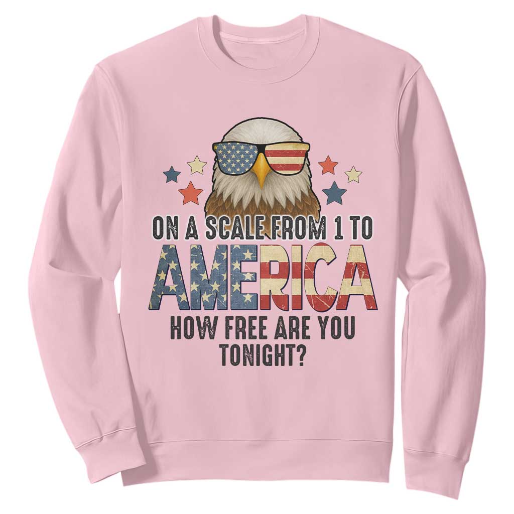 Patriotic Bald Eagle Sweatshirt How Free Are You Tonight 4th of July TS02 Light Pink Print Your Wear
