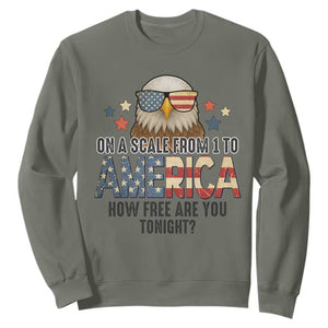 Patriotic Bald Eagle Sweatshirt How Free Are You Tonight 4th of July TS02 Military Green Print Your Wear