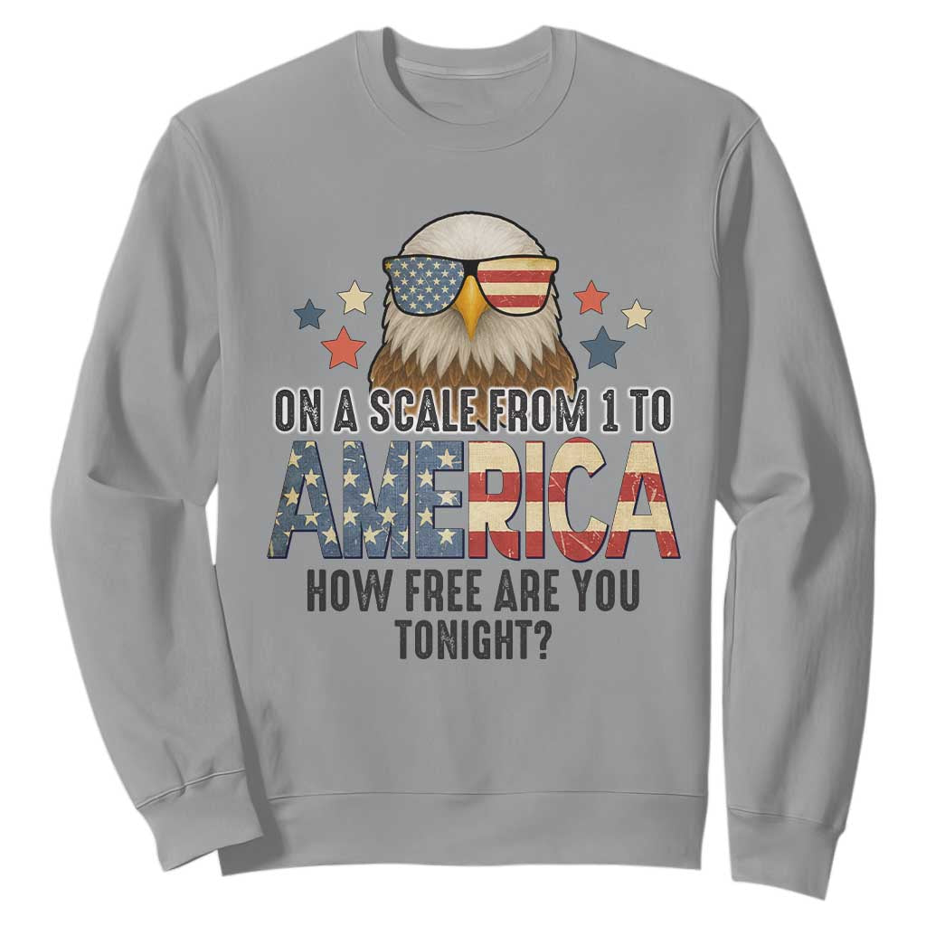 Patriotic Bald Eagle Sweatshirt How Free Are You Tonight 4th of July TS02 Sport Gray Print Your Wear