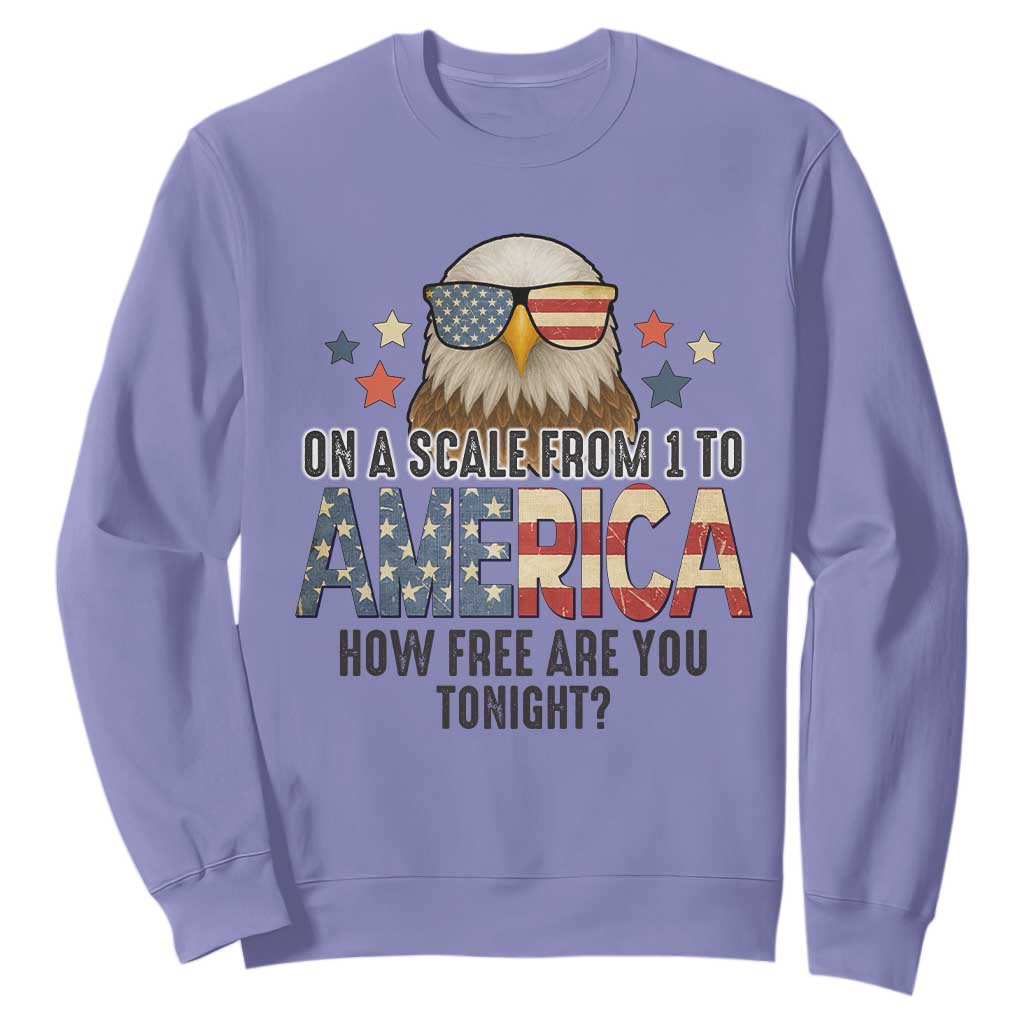 Patriotic Bald Eagle Sweatshirt How Free Are You Tonight 4th of July TS02 Violet Print Your Wear