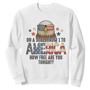 Patriotic Bald Eagle Sweatshirt How Free Are You Tonight 4th of July TS02 White Print Your Wear