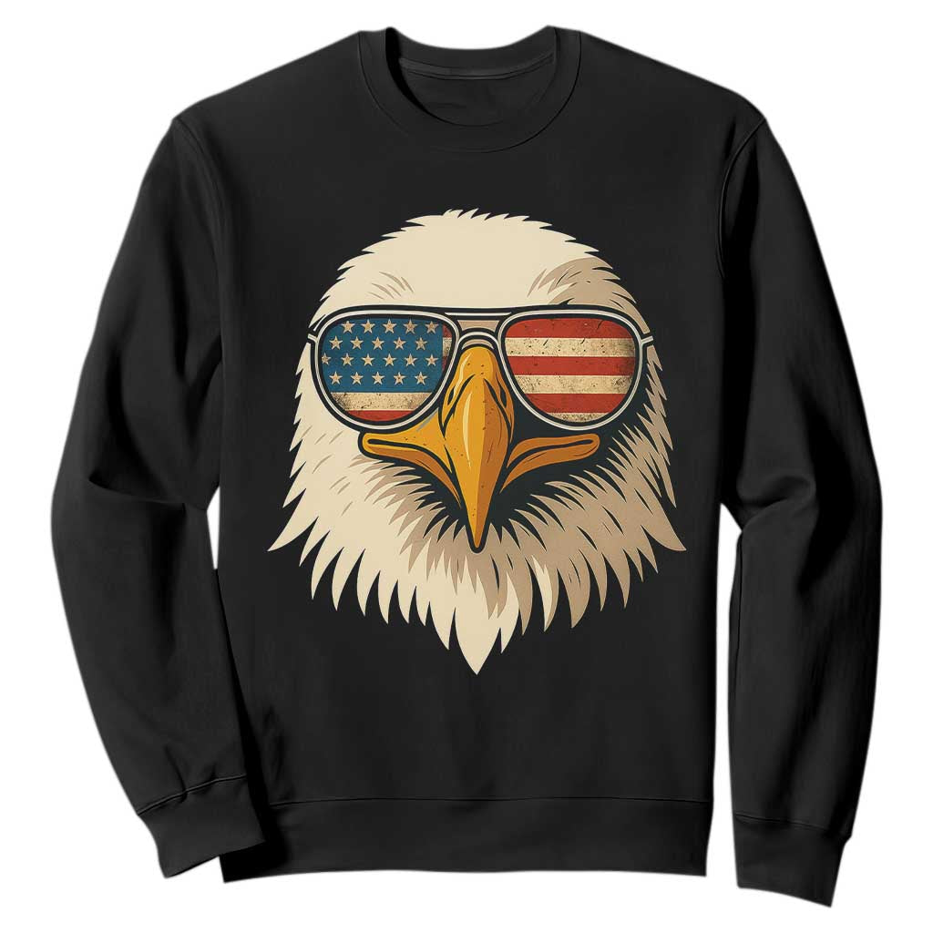 Patriotic Bald Eagle Sweatshirt With Sunglasses American Flag Vintage TS02 Black Print Your Wear