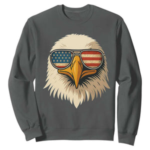 Patriotic Bald Eagle Sweatshirt With Sunglasses American Flag Vintage TS02 Dark Heather Print Your Wear
