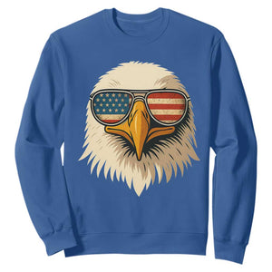 Patriotic Bald Eagle Sweatshirt With Sunglasses American Flag Vintage TS02 Royal Blue Print Your Wear