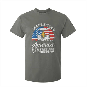 Patriotic Bald Eagle T Shirt For Kid On A Scale Of One To America How Free Are You Tonight TS02 Military Green Print Your Wear