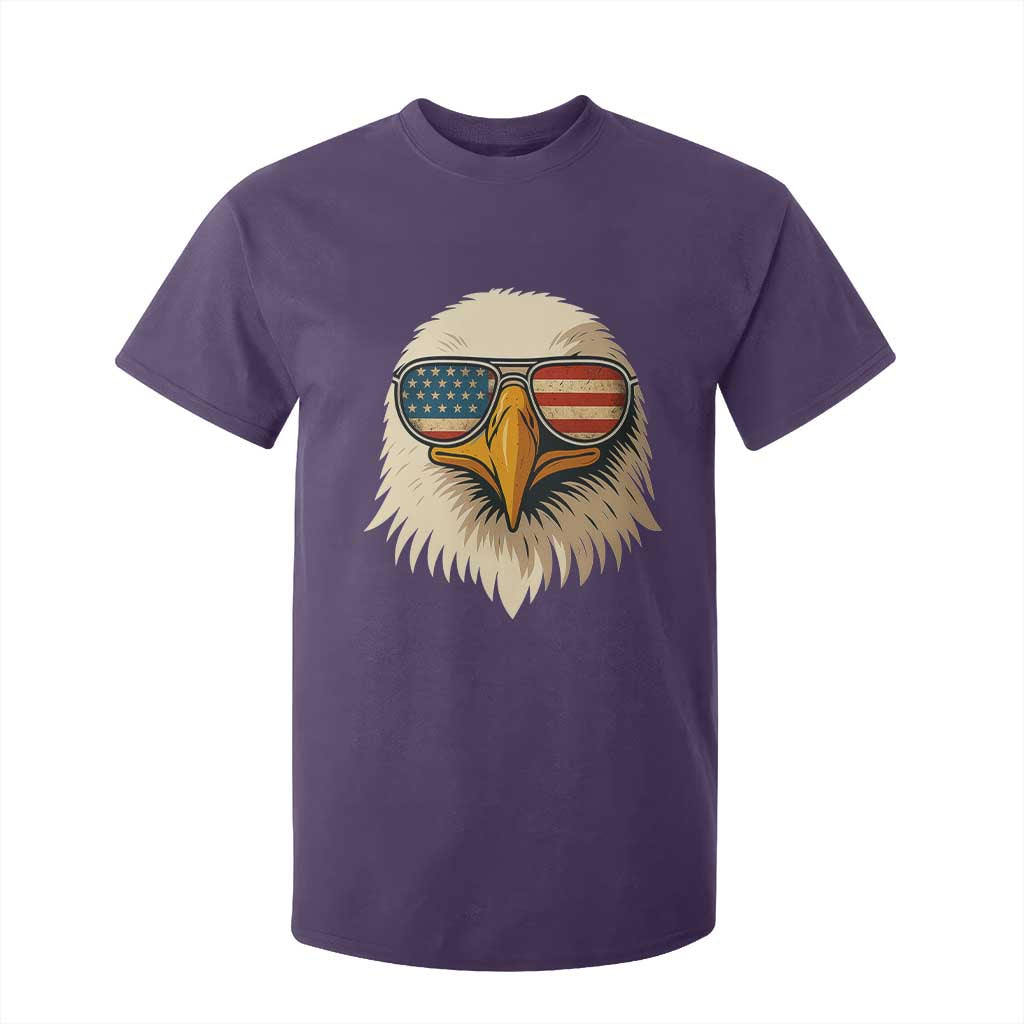 Patriotic Bald Eagle T Shirt For Kid With Sunglasses American Flag Vintage TS02 Purple Print Your Wear
