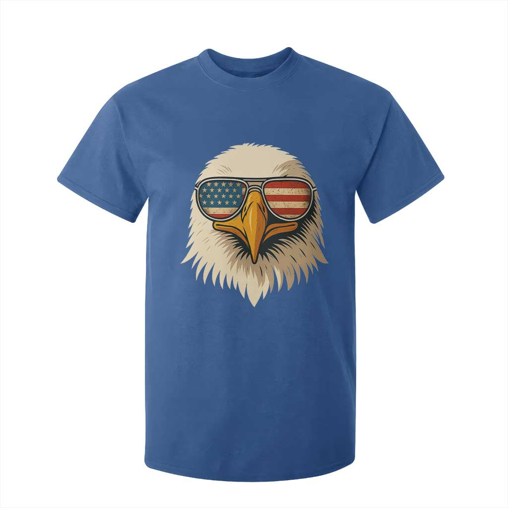 Patriotic Bald Eagle T Shirt For Kid With Sunglasses American Flag Vintage TS02 Royal Blue Print Your Wear