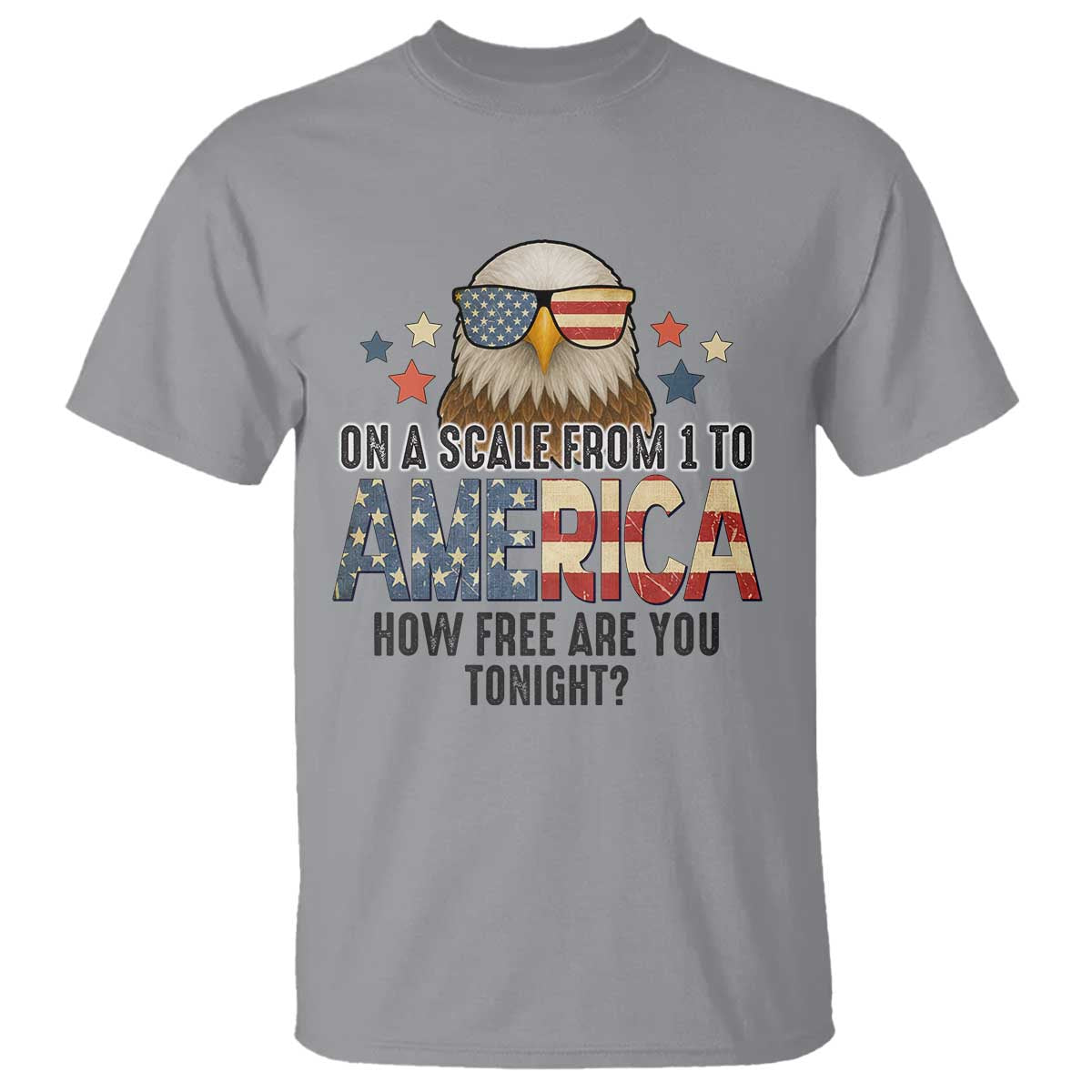 Patriotic Bald Eagle T Shirt How Free Are You Tonight 4th of July TS02 Sport Gray Print Your Wear